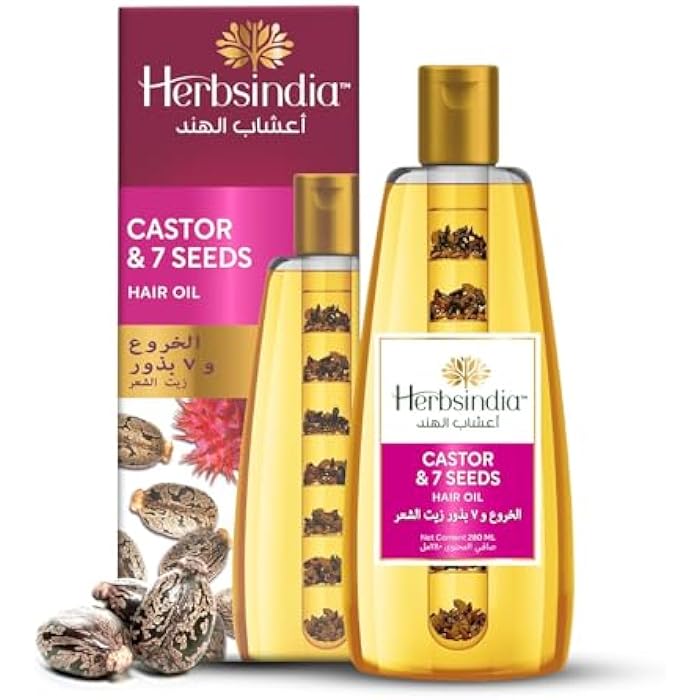 Herbsindia Castor & 7 Herbal Seeds Hair Oil With Nourish Tube | Thickens & Softens Hair | Silicone & Paraben Free | 280ml - Image 2